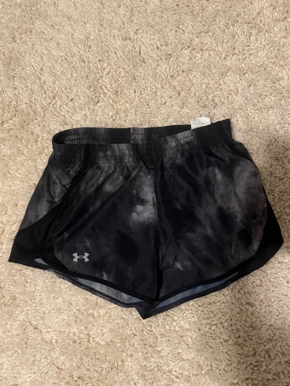 Under Armour Women's Black and Gray Athletic Tie-Dye Running Shorts